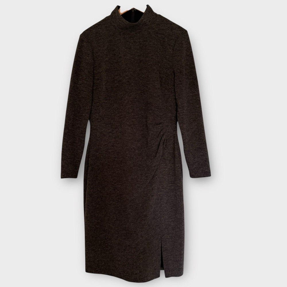 Lauren Ralph Lauren Charcoal Gray Long Sleeve Knit Dress – Size 14